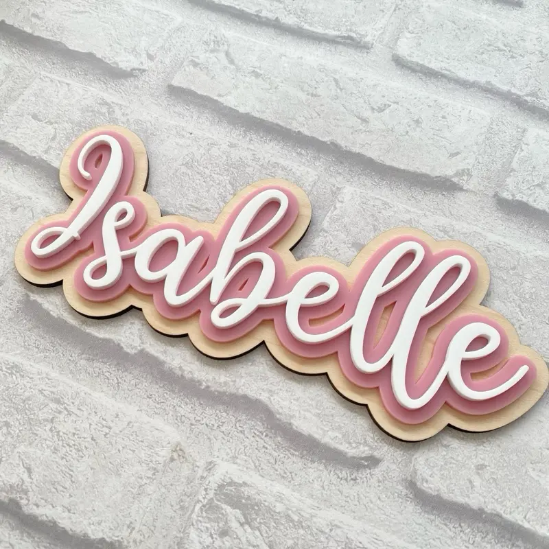 Personalised Childrens Name Sign | Triple Layer Sign | Acrylic Signs | Nursery Name Plaque | Kids Door sign | Wooden Name Sign | Playroom Signs 2