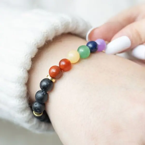 Seven Chakra Mixed Gemstone Essential Oil Bracelet 3