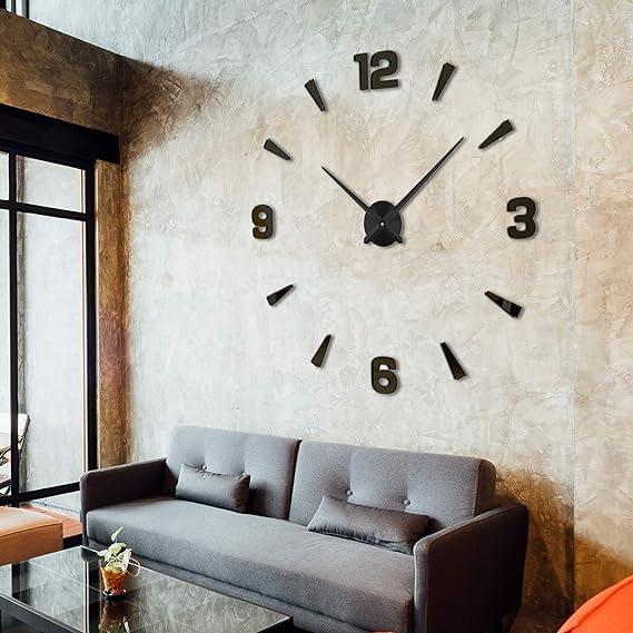 DIY Wall Clock - Frameless 3D-Style Analog Timekeeper for Home, Living Room, Bedroom, Office - Battery-Powered Modern House Decoration - Silent Clock Decor with Number Sticker Decals 0