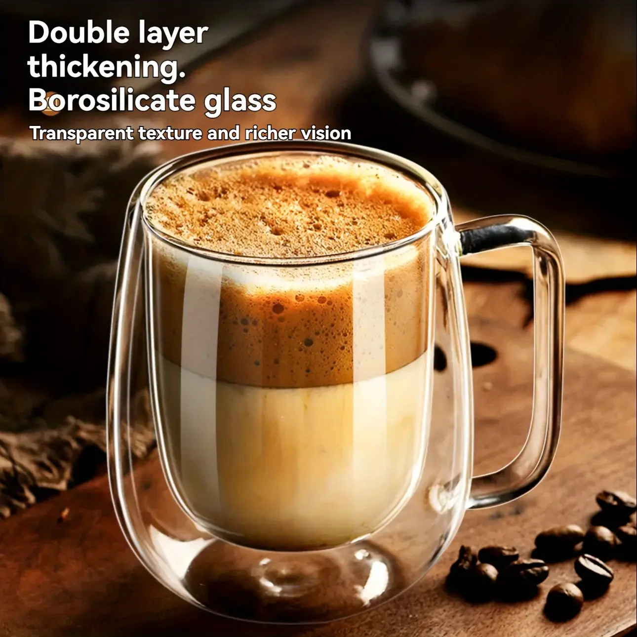 Hand-Blown Borosilicate Glass Double Wall Mug - Reusable, High-Quality Coffee Cup for All Beverages Drinkware Thermal