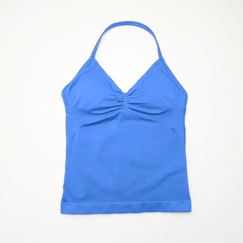 Yoga Vest Women's Fitness Tank Top Gym Beautiful Open Back Bra Running Workout Halter NCLAGEN Impact Longline Strappy Top Sports 6