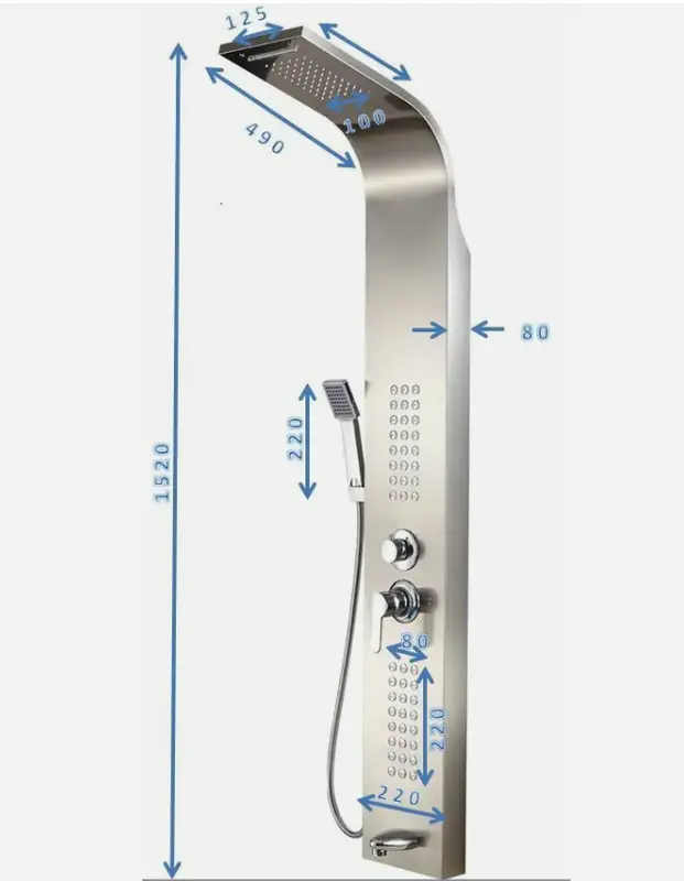 EVOLVE Thermostatic Shower Panel Column Tower 48 Body Jets Waterfall Bath Spout 6