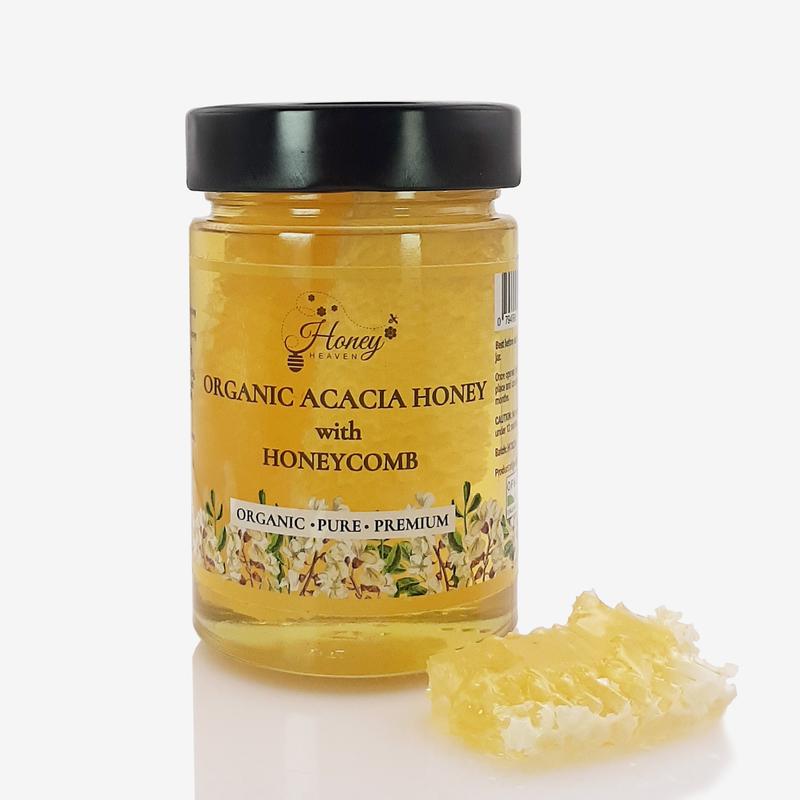 Organic Raw Acacia Honey with Honeycomb 500g Flavor Sweet 2