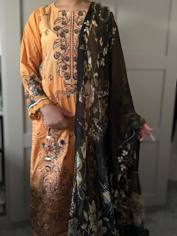 Eyanas - Ramsha mustard lawn 3pc readymade 0