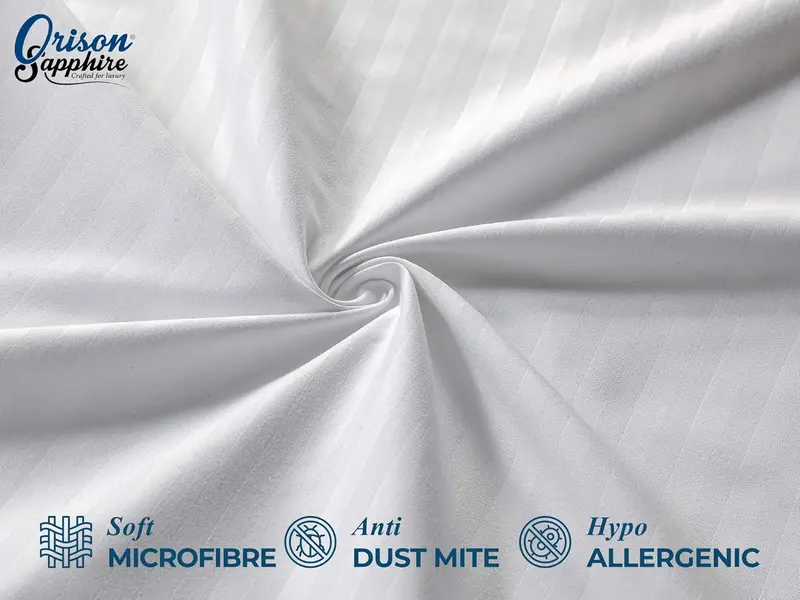 Satin Stripe Pack of 4 Pillow Protectors Covers - Ultra Soft Microfiber, Breathable, Hypoallergenic, Zipper cases, UK Standard Size 50 x 75cm 7