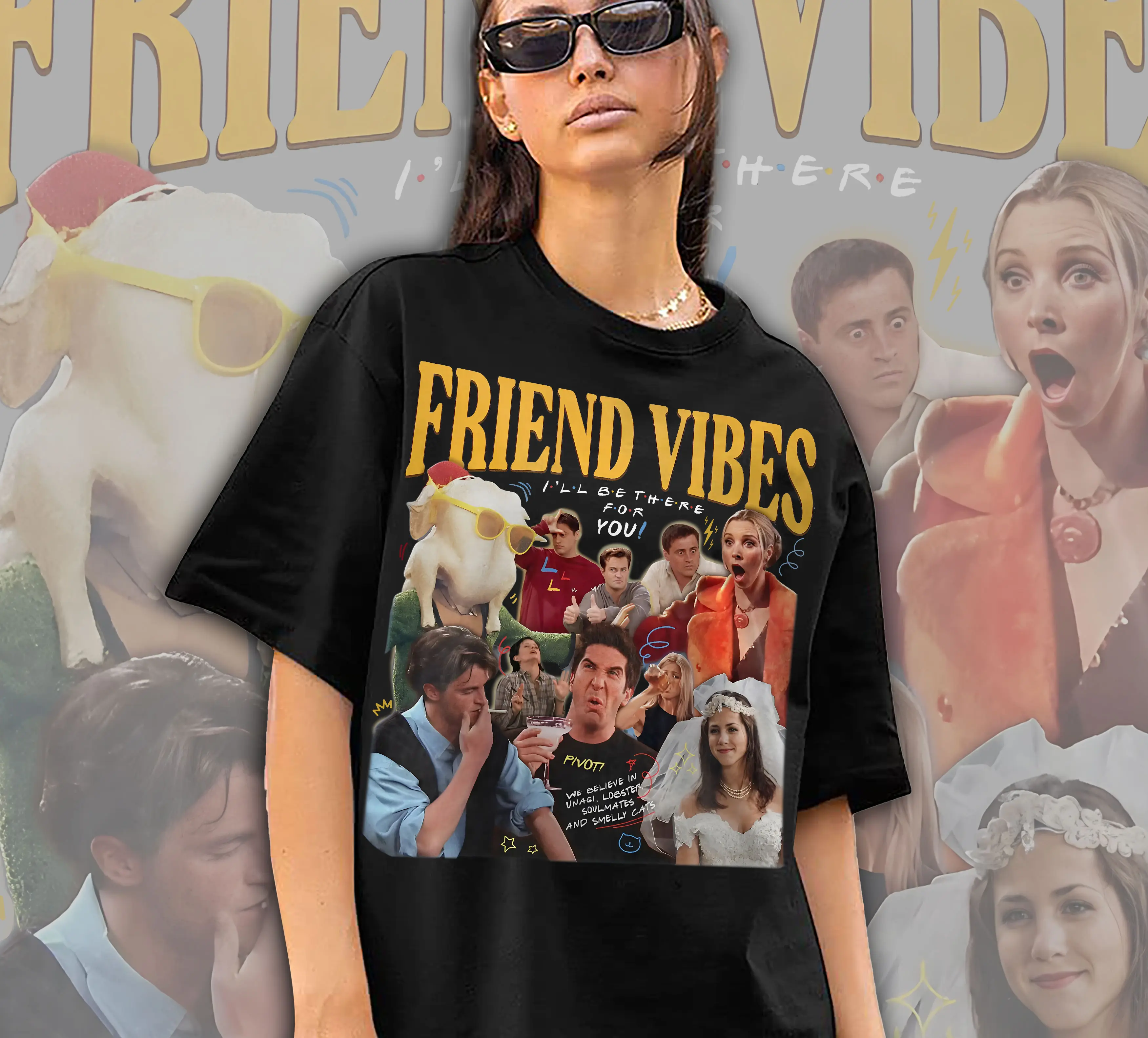 Friend Vibes Comfort Colors Shirt, Famous Sitcom Shirt, Gift For Friends, I’ll Be There For You