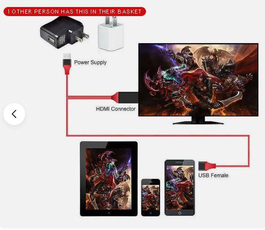1080P MHL USB to HDMI Cable Phone to TV HDTV Adapter for iPhone/Android/Samsung - Home Theater Accessories Device Male Plug 3