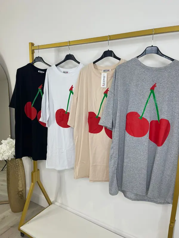 {GLAMDOLL} DAWNIE Cherry Oversized Fit Design T-Shirt 0