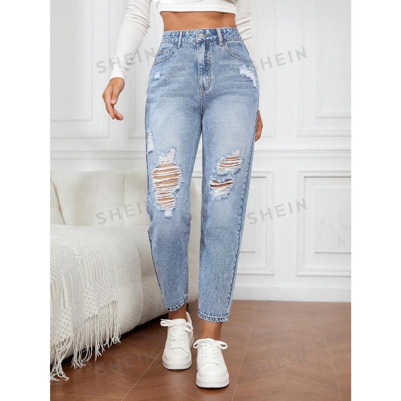 EZwear Ripped Mom Fit Jeans 1