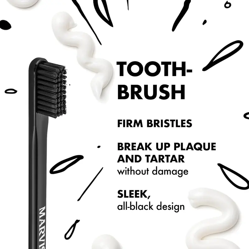 Marvis Toothbrush Black, Plastic Toothbrush with Clear Travel Toothbrush Head Cover, Effectively Breaks Up Plaque and Tartar Oral  Cleanser marvis toothpaste Case Comfort 1
