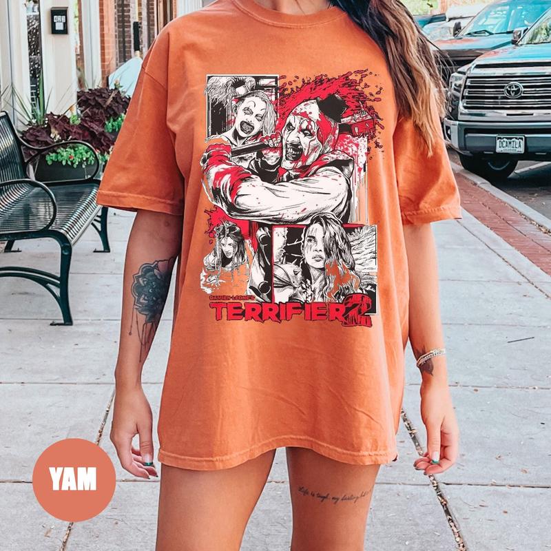 Vintage Terrifier Comfort Colors Shirt, Terrifier Art the Clown T-Shirt, Halloween Party, Creepy Clown Tee, Halloween Gift 3