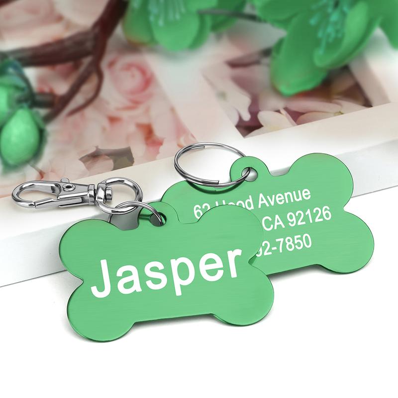Product Introduction of Personalized Dogs Cats ID Tag Custom Alloy Bone Puppy Kitten Collar Accessories Anti-lost Pet Name Tags for Small Large Dog Cat 12