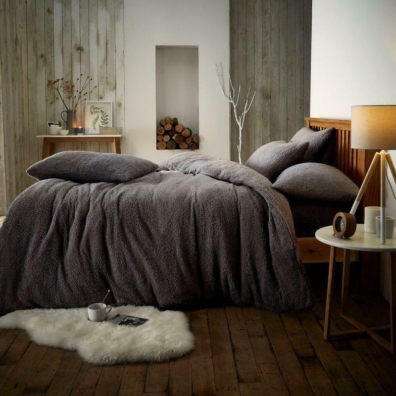 Teddy Bear Fleece Fitted Sheet OR Duvet Cover Set Sherpa Thermal Warm Bedding 2