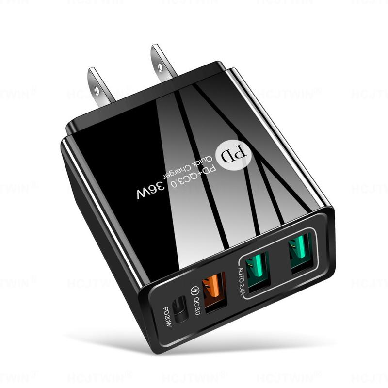 Product Introduction of 36W PD20W+QC3.0 2.4A dual USB fast charging mobile phone charger 2USB with PD charging head travel charger 17