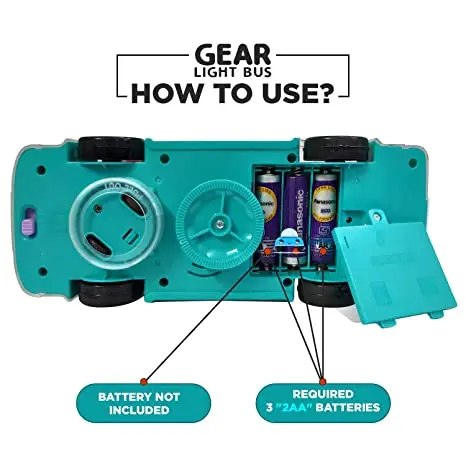 Gear Light Bus, Multi-Colour, Light & Sound Effect, Electric Transparent Gear Bus, ABS plastic, Educational Toys, 360° Rotating Mechanical Gear 2