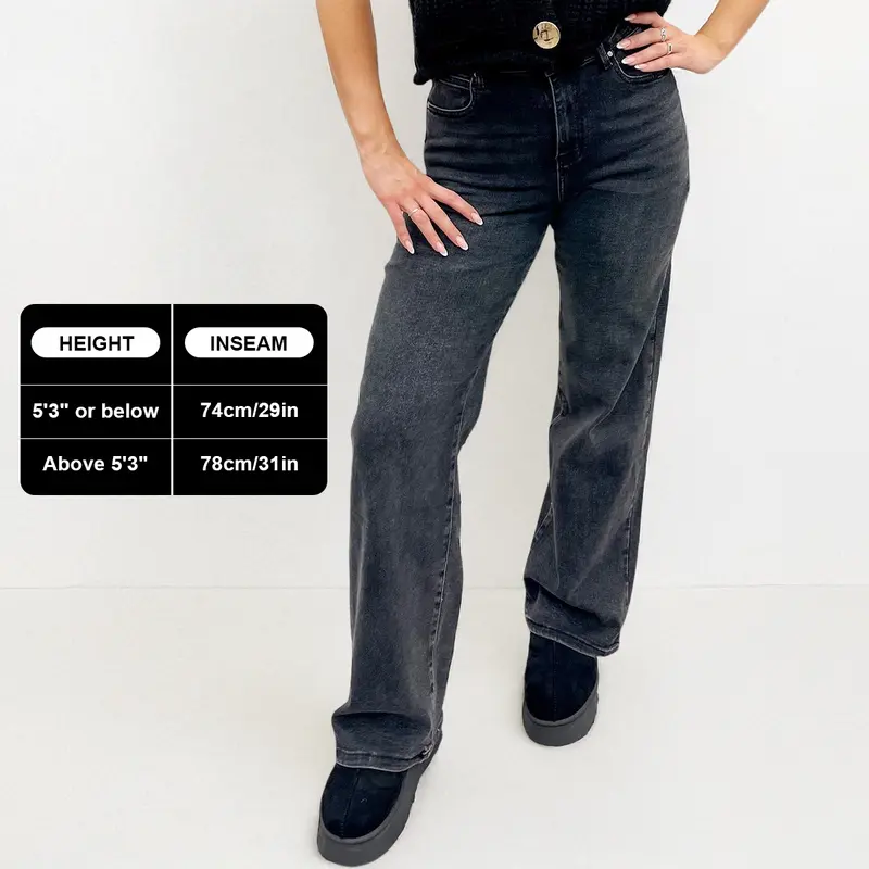 KatchMe Women's Casual Mid-Rise Wide Leg Stretchy Jeans,Street Womenswear,Soft Comfortable Women's Bottoms for Fall & Winter,Denim Trousers for Women (Stretchy Material) 2