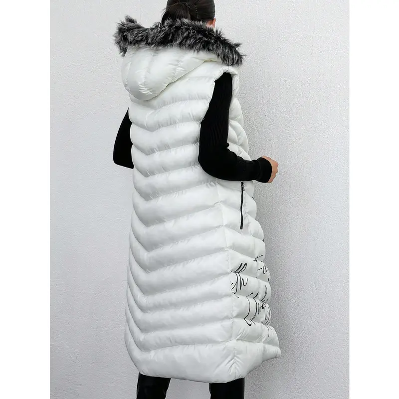 Women'S Sleeveless Padded Coat With Collar Fit Womenswear 1