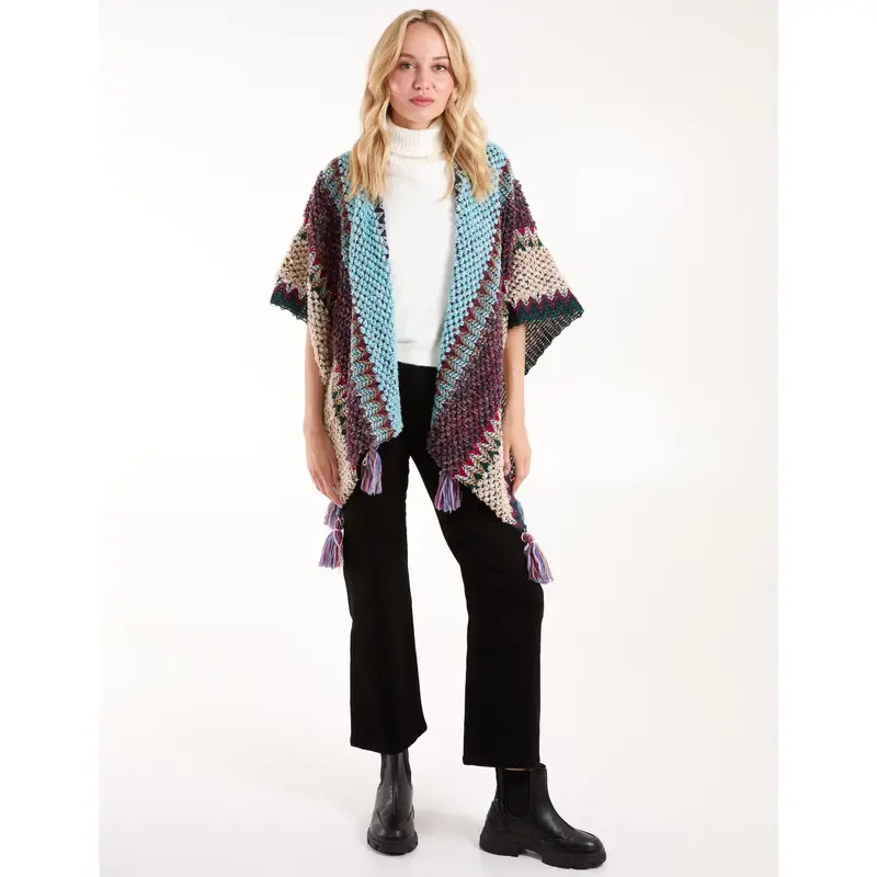 Poncho With Tassel Detail 2
