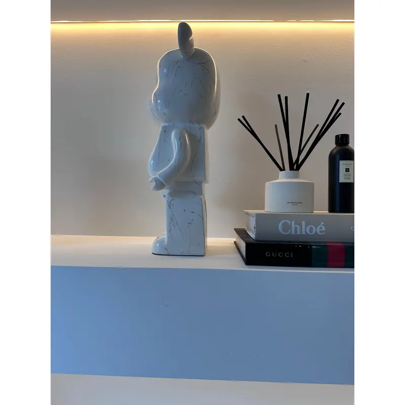 White & Gold Marble 50cm Bear 1