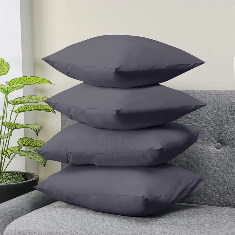 4 Pack Grey Pillow Cases - Standard Size 50x75 cm - 100% Brushed Microfiber - Envelope Closure 5