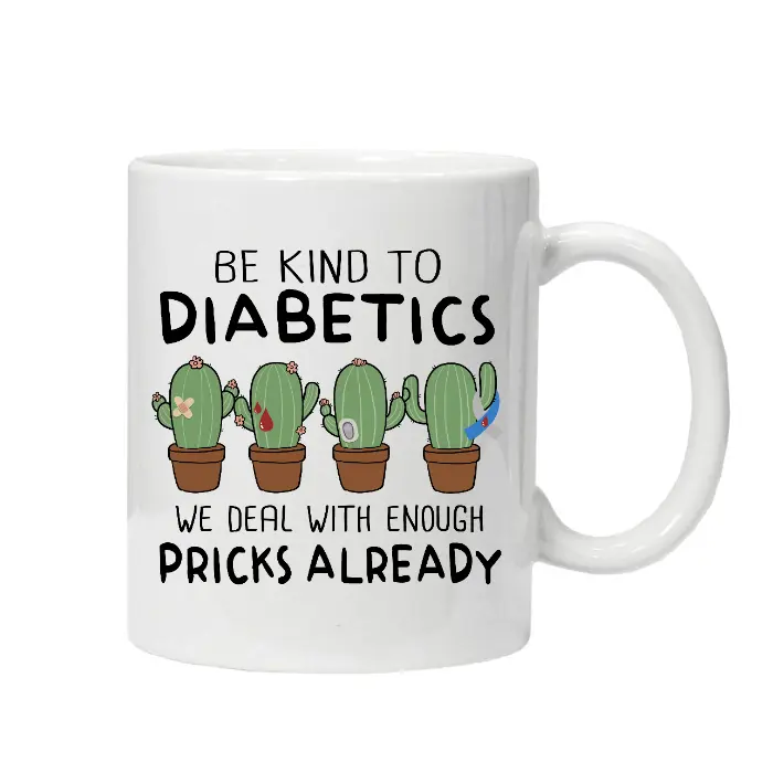 Novelty Mug Featuring A Diabetic Pun 'Be Kind To Diabetics' Boxed Ready For Gifting Reusable Ceramic Coffee Cup