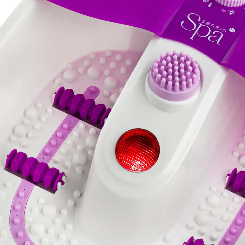 Sensio Spa Foot Spa Massager Pedicure Bath Nine accessories Pamper Your Feet with Heat Bubbles and Massaging Tools All In One Home Salon Therapeutic Massage Tub Pedicure Set White Purple 6