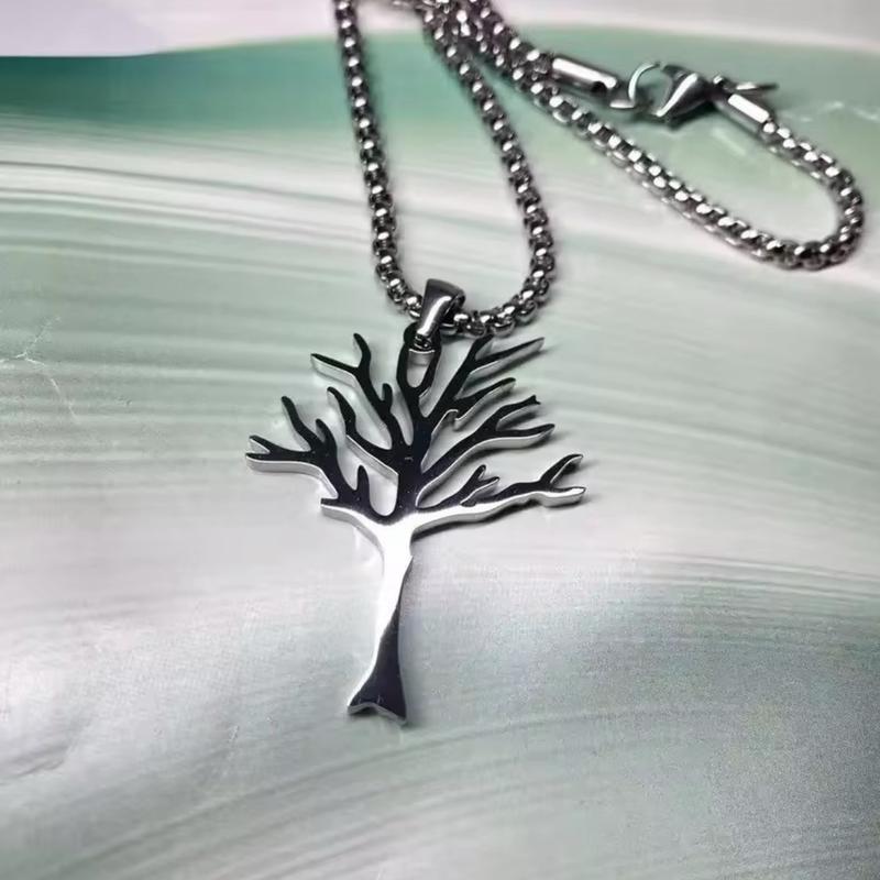 New Hip-Hop Style Stainless Steel Tree of Life Pendant Necklace for Men and Women - Poison Tree Design 3