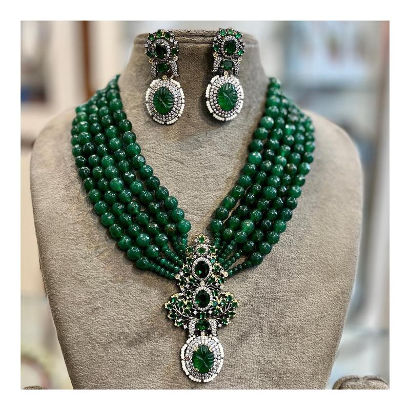 Yumna AD Stone Multi Pearls Fusion Mala Necklace Party Wedding Gift Occasions Asian Jewellery 5