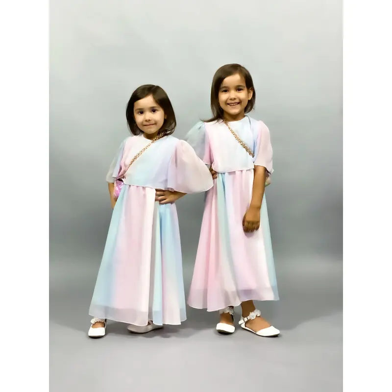Girls Quarter Sleeve Dress | Pastel Colours 0