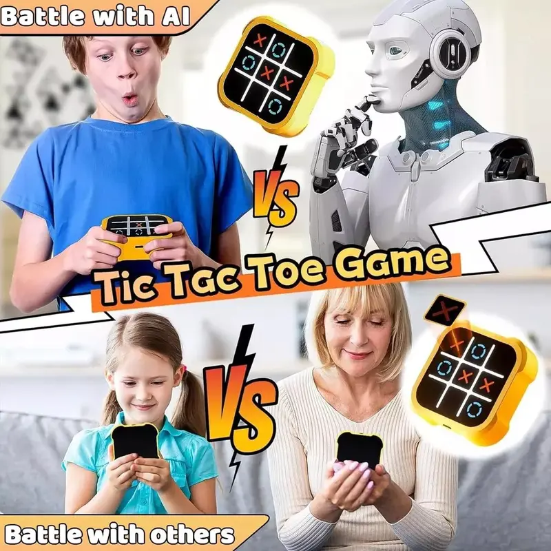 Handheld Puzzle Game Console - Portable Electronic Tic Tac Toe Game Toy - Travel-Friendly Brain Training Fun for Kids & Adults 2