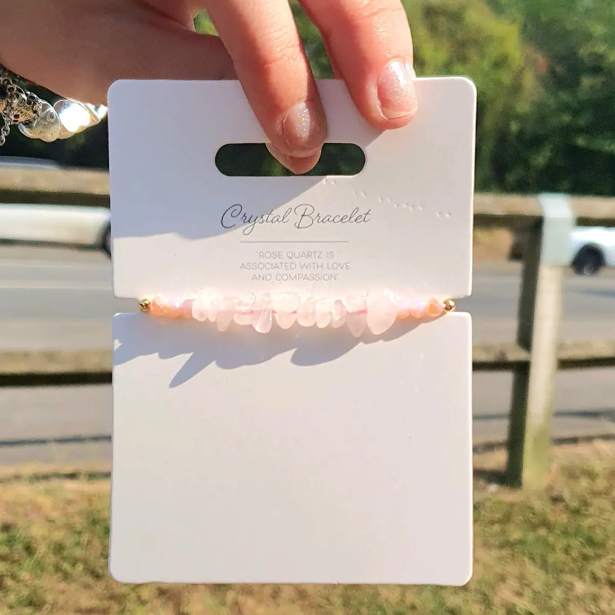 Adjustable Pink Rose Quartz Bracelet - Crystal Jewellery Gift