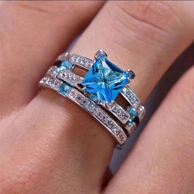 8mm Turquoise Ring, Couple Engagement Ring, Party Jewelry Holiday Gift 2