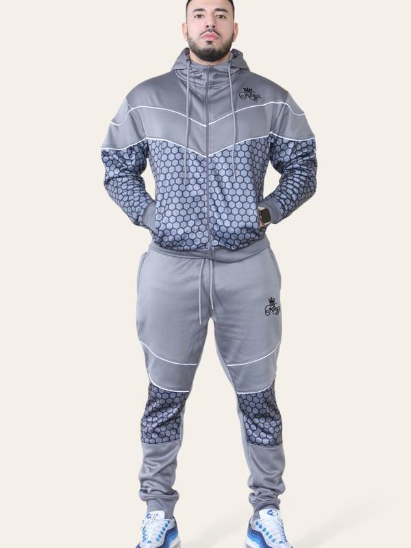 New Men's 2 Piece Logo Printed Running Jogging Hooded Tracksuit 5