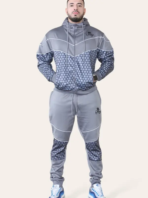 New Men's 2 Piece Logo Printed Running Jogging Hooded Tracksuit 4