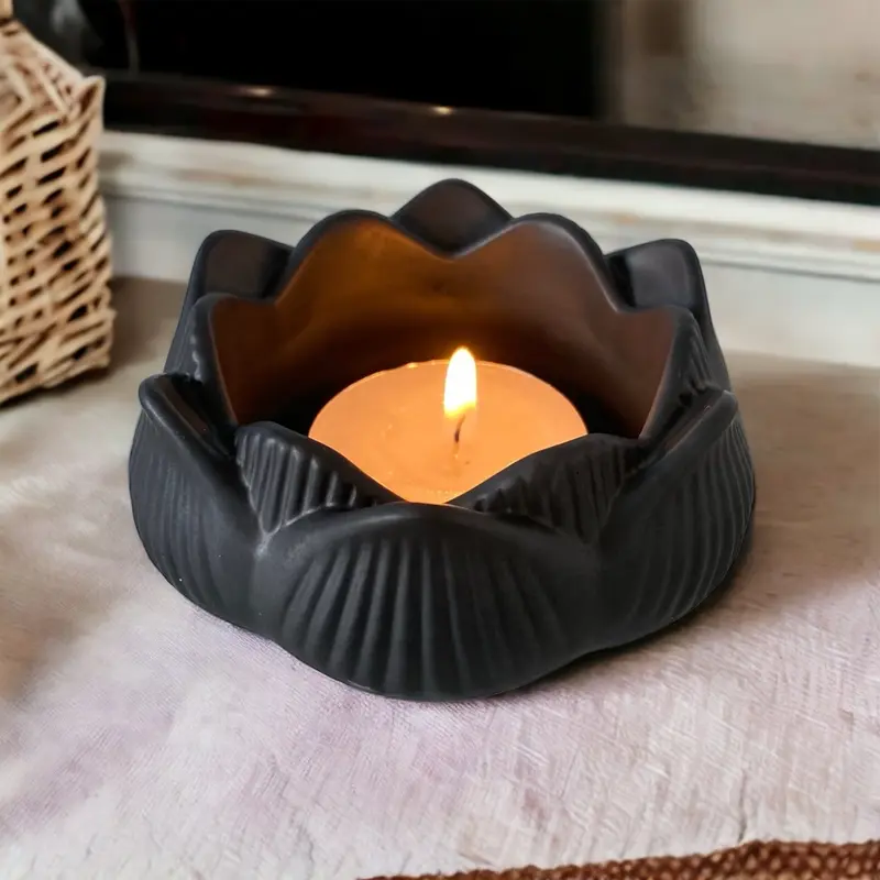 Handmade Flower Tea Light Holder Pot Home Decor Jesmonite Concrete Gift 3