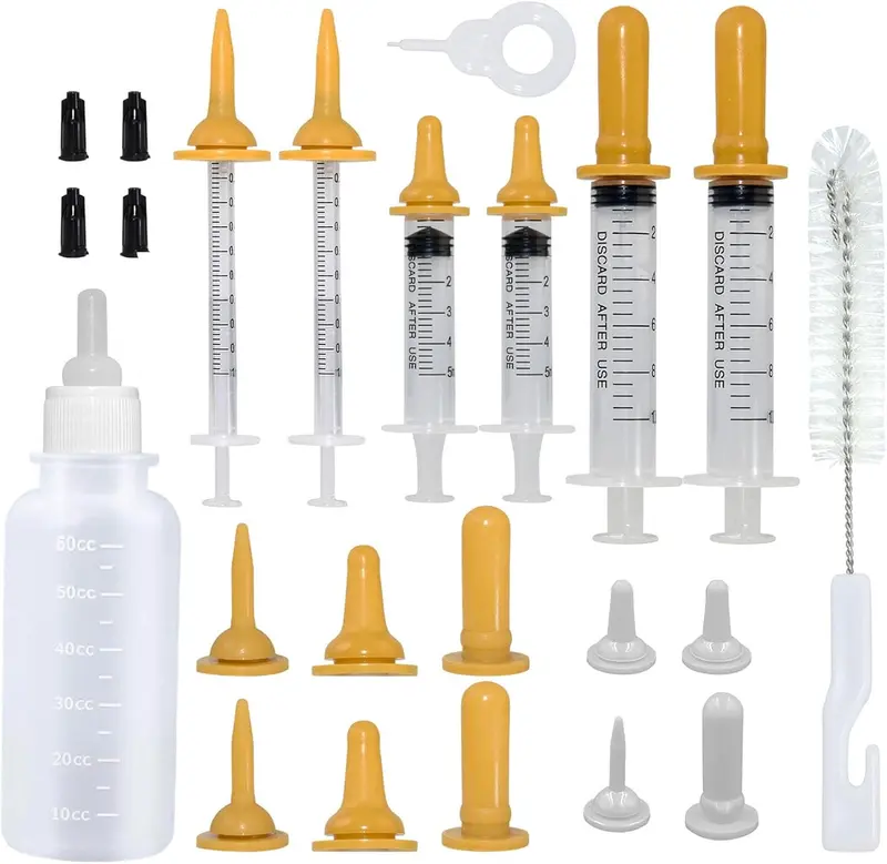 Kitten Bottles, Pet Feeding Syringe Nipple Bottles, Puppy Kitten Whelping Kit, for Puppy Squirrels Rabbit and Other Newborn Pets 0