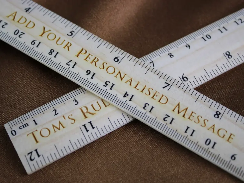 Set of 2 Personalised Wood Handmade Engraved Ruler 30 cm or 12 Inch 0