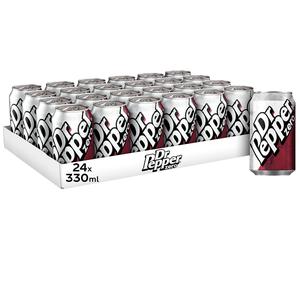 Dr Pepper Zero Sugar Multipack Can 330ml - Pack of 24, The great refreshing taste of Dr Pepper with no sugar and no calories, Beverage Soft Drink