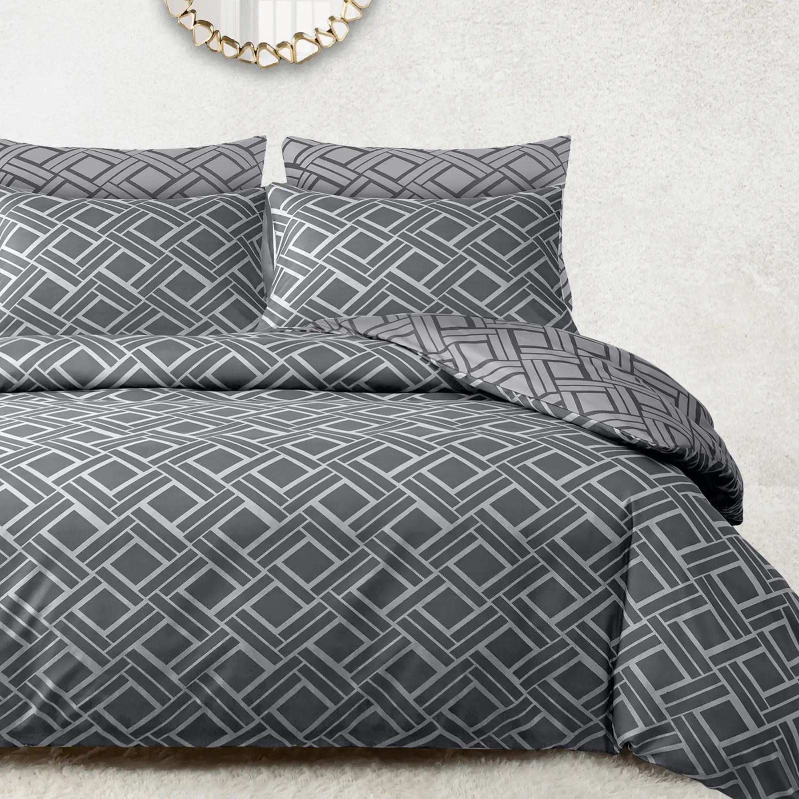 Duvet Cover Set with Pillowcases luxury Reversible Bedding Sets Single Double King Super King Size Quilt Cover Set Fade Resistant Elite Duvet Cover with Zipper Closure