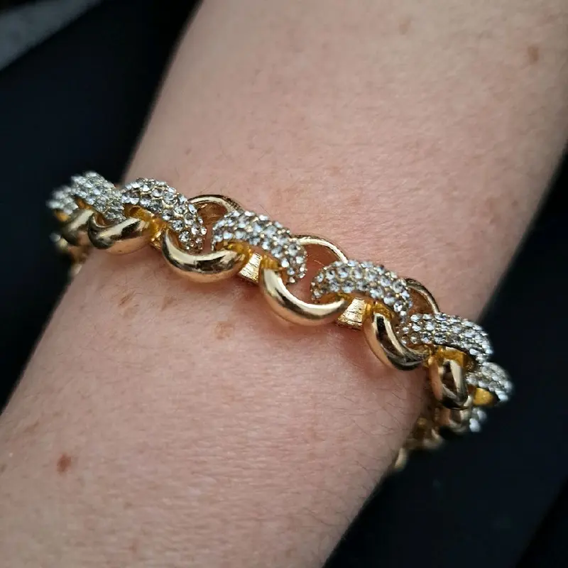 10mm Iced Belcher Bracelet - Gold or Silver Plated, Stainless Steel 8