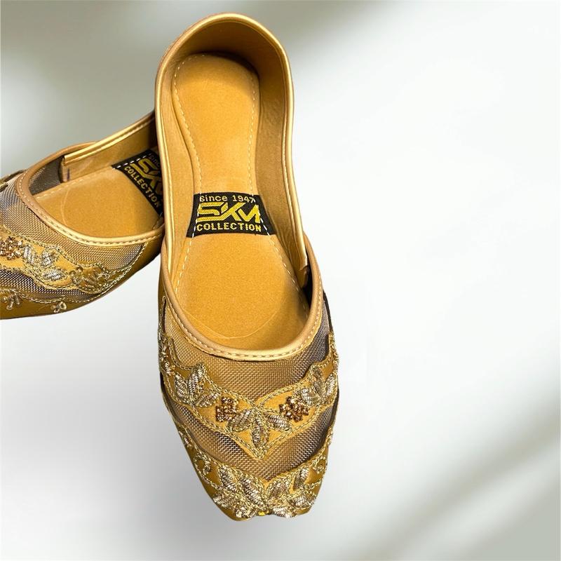 Gold Net Khussa pumps style for woems punjabi Jutti Pakistani Khussa Comfort Stylish Footwear Women Girl 4
