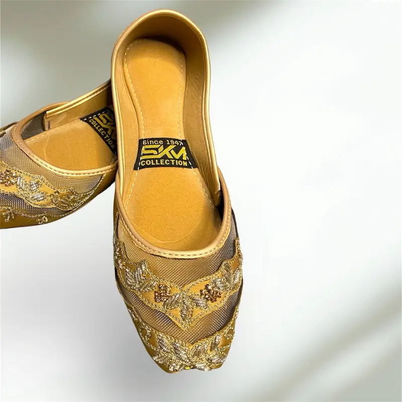 Gold Net Khussa pumps style for woems punjabi Jutti Pakistani Khussa Comfort Stylish Footwear Women Girl 4