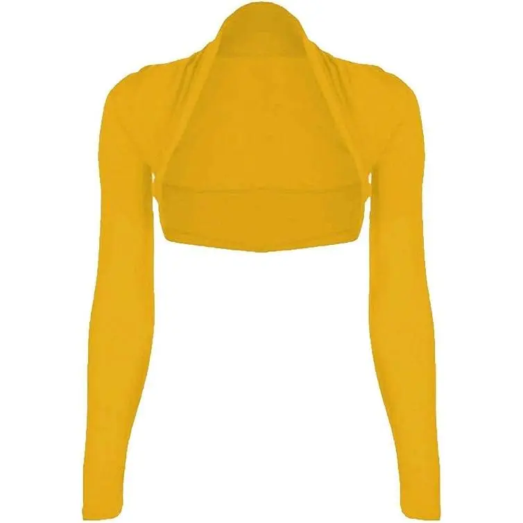 Ladies Cropped Long Sleeve Plus Size Bolero Shrug Womens Plain Open Front Cardigan Crop Top Shrug 4