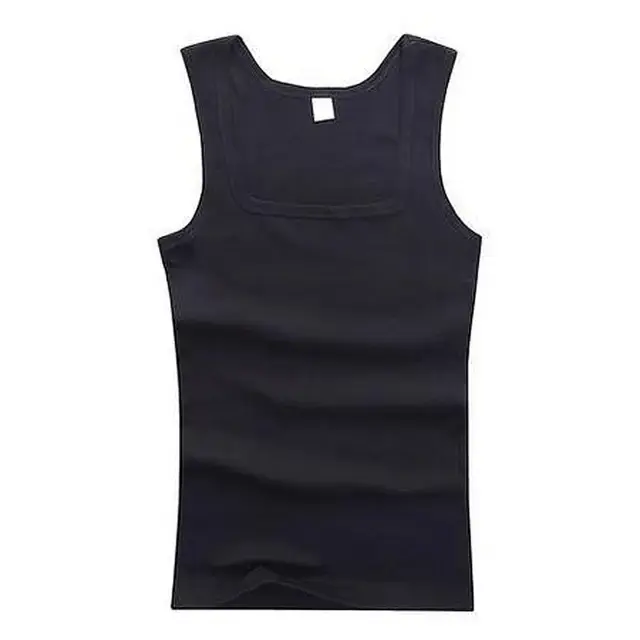 Square Neck Muscle Fit Ribbed Tank Top Men Clothing Singlets Basic Elastic Tank Tops Sleeveless Fitness Men Vest 3