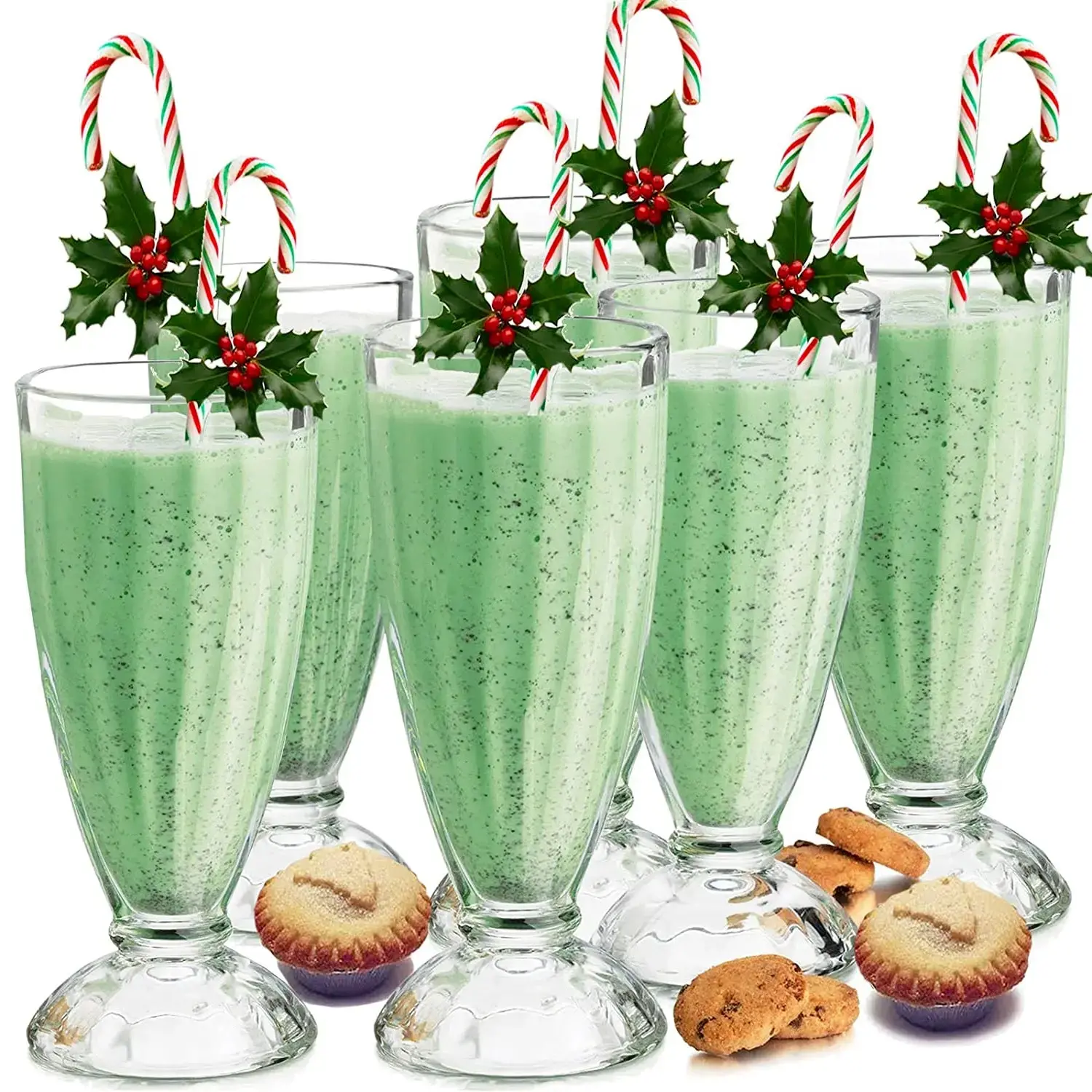 3X Milkshake Glasses Dessert Sundae Ice Cream Soda Glass Tall American Style 350 ML Drinkware Set Thick