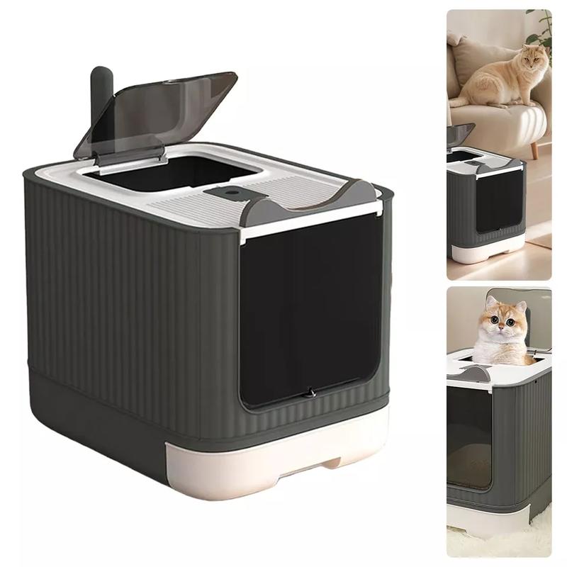 Product Introduction of Large Cat Litter Box Self Cleaning Pan Drawer Anti-Splashing Cat Potty Tray robot 7