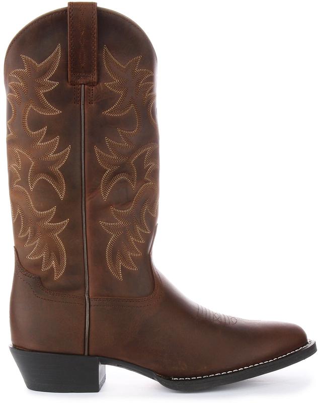 Ariat Brown Heritage 6 Row Stitching R Toe Western High Men's Leather Ankle Boots 1