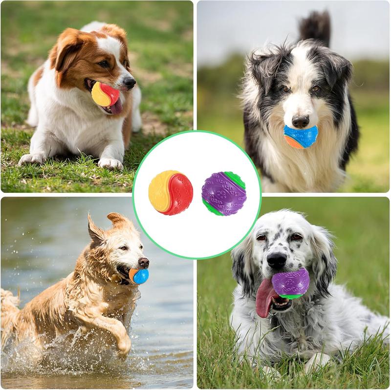 Product Introduction of Pack of 2 Squeaky Dog Ball Dog Toys Teeth Cleaning Puppy Chew Toys Dog Pet Training Ball Interactive Dog Ball Assorted Colours 10