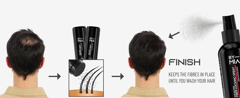 Product Introduction of BY MIA Hair Building Fiber Locking Spray 100ml | Hair Building | Long Lasting Effect | Waterproof | Style Lock-in | For All Hair Types | Ultra Hold 12