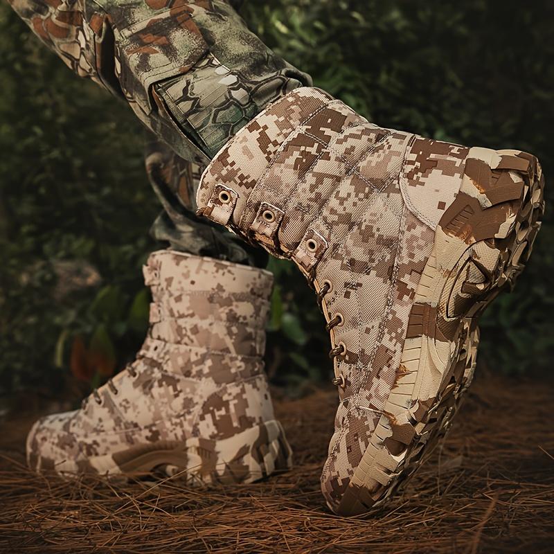 Product Introduction of Men's Trendy High Top Camouflage Boots, Comfy Non Slip Lace Up Durable Rubber Sole Hiking Shoes For Men's Outdoor Activities 7